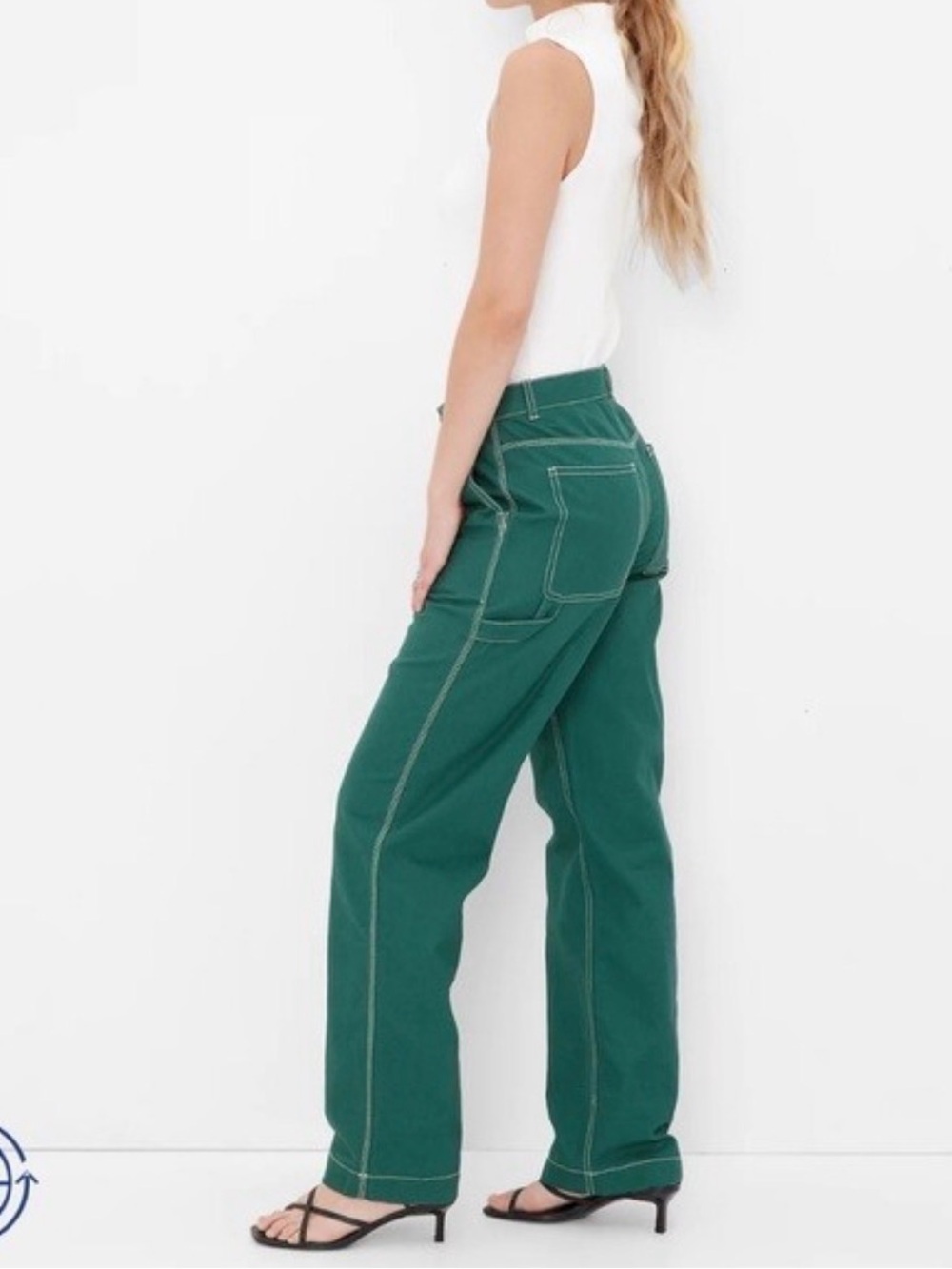 GAP Dark Green Wide-Leg Utility Pants